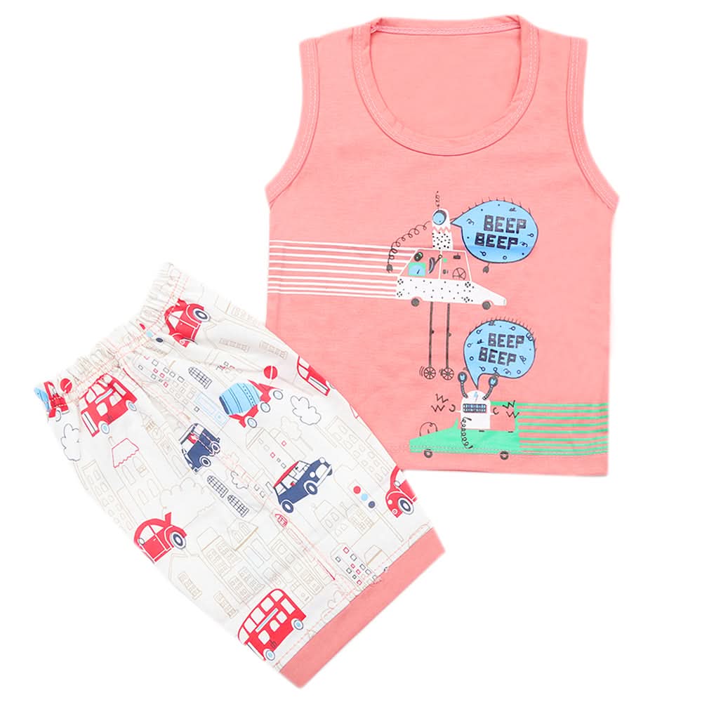 Boys Half Sleeves Sando Suit - Peach, Kids, Boys Sets And Suits, Chase Value, Chase Value