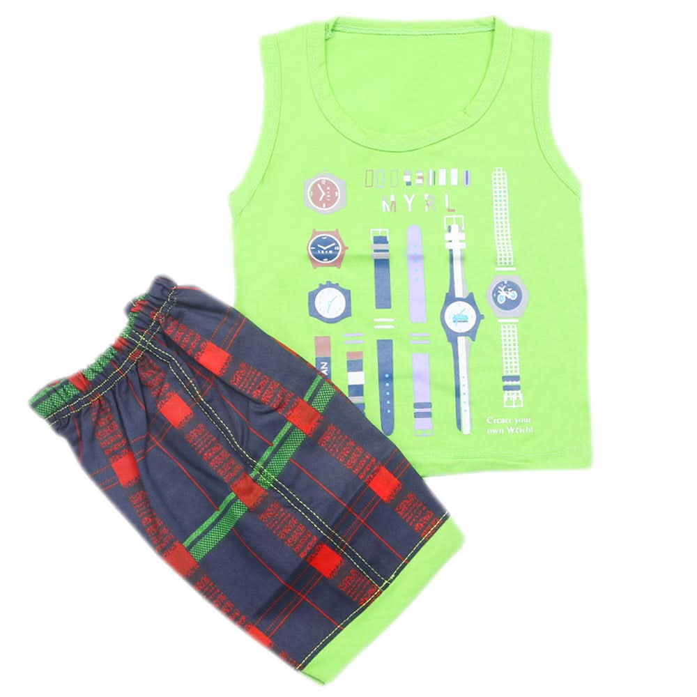 Boys Half Sleeves Sando Suit - Green, Kids, Boys Sets And Suits, Chase Value, Chase Value