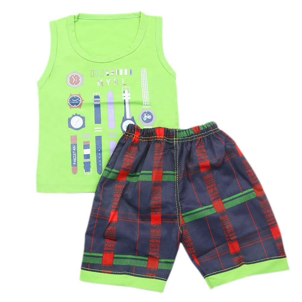 Boys Half Sleeves Sando Suit - Green, Kids, Boys Sets And Suits, Chase Value, Chase Value