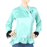 Women's Silk Top With Sleeve Lace - Cyan, Women, T-Shirts And Tops, Chase Value, Chase Value
