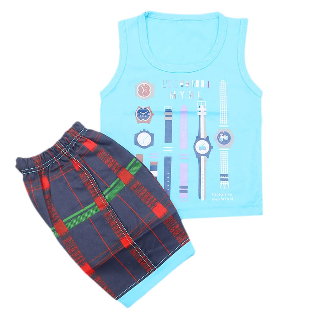 Boys Half Sleeves Sando Suit - Blue, Kids, Boys Sets And Suits, Chase Value, Chase Value