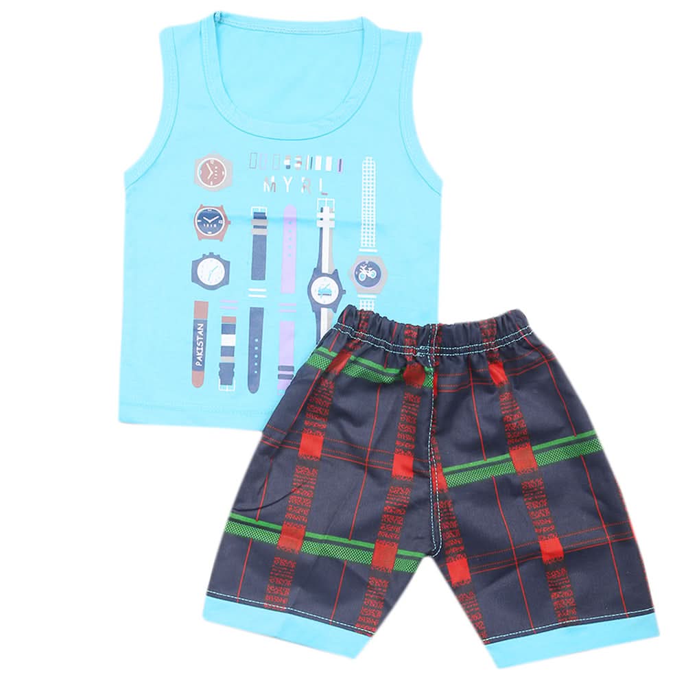 Boys Half Sleeves Sando Suit - Blue, Kids, Boys Sets And Suits, Chase Value, Chase Value