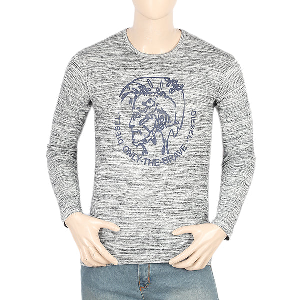 Men's Full Sleeves Twisted T-Shirt - Grey, Men, T-Shirts And Polos, Chase Value, Chase Value