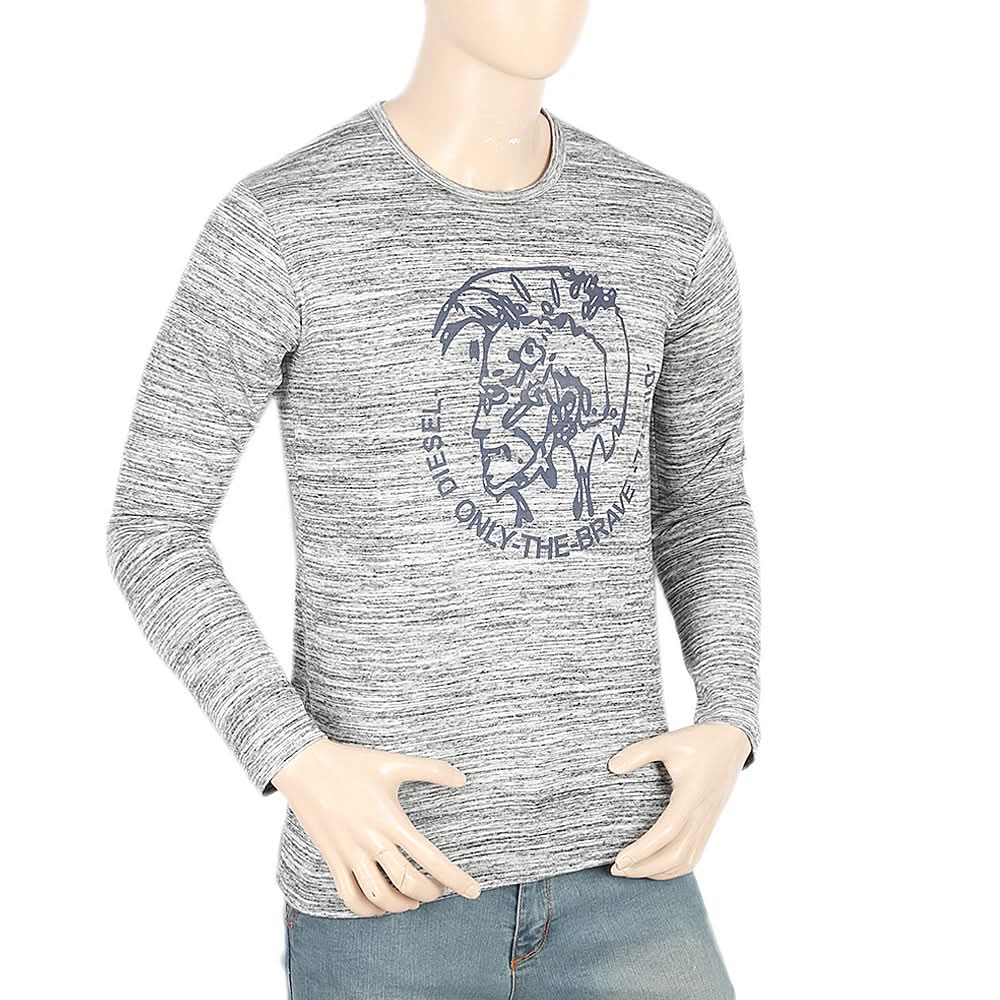 Men's Full Sleeves Twisted T-Shirt - Grey, Men, T-Shirts And Polos, Chase Value, Chase Value