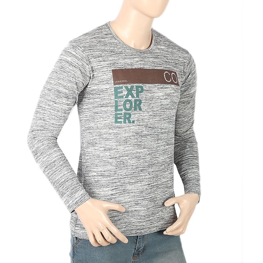 Men's Full Sleeves Twisted T-Shirt - Grey, Men, T-Shirts And Polos, Chase Value, Chase Value