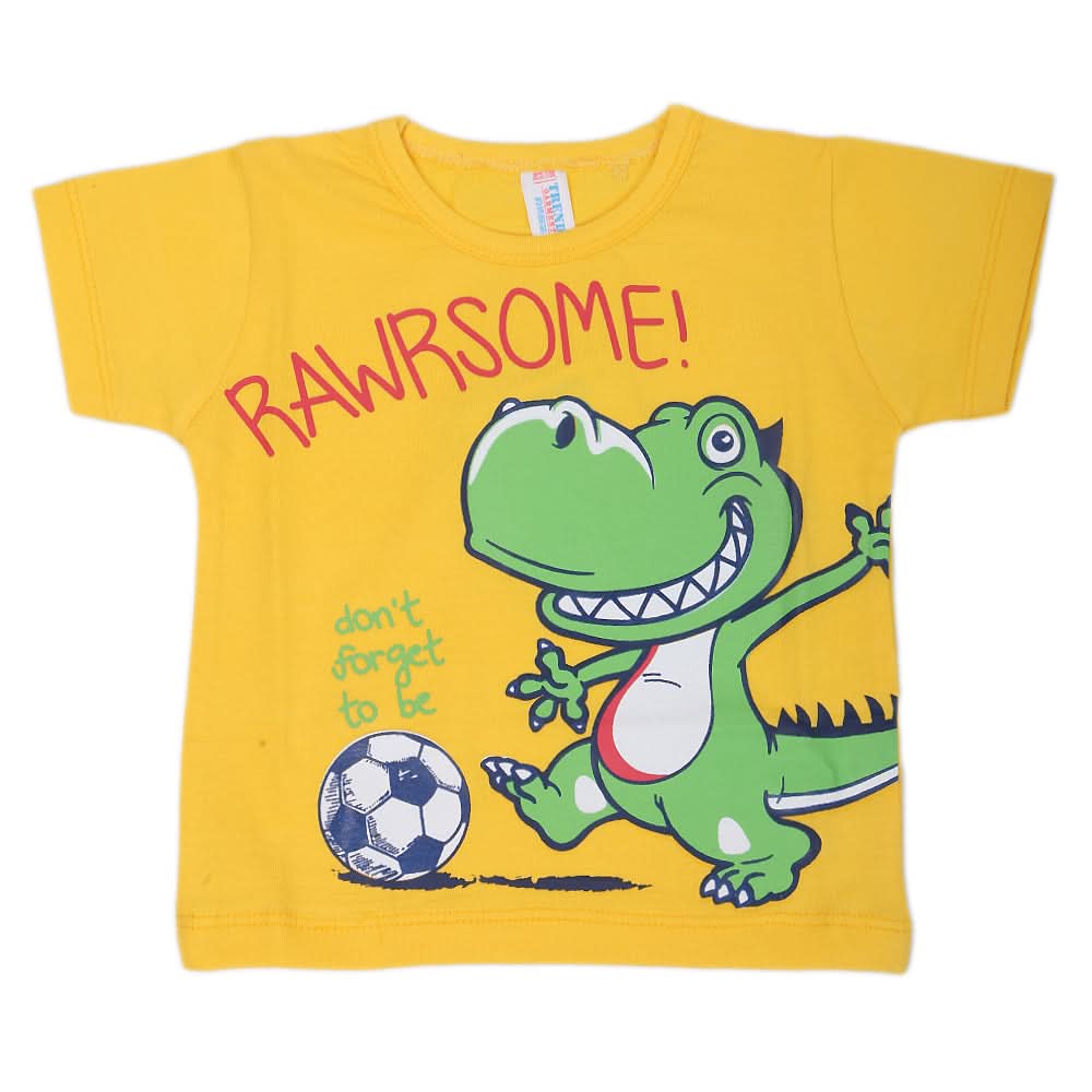 Newborn Boys Round Neck Half Sleeves T-Shirt - Yellow, Kids, Newborn Boys Shirts And T-Shirts, Chase Value, Chase Value