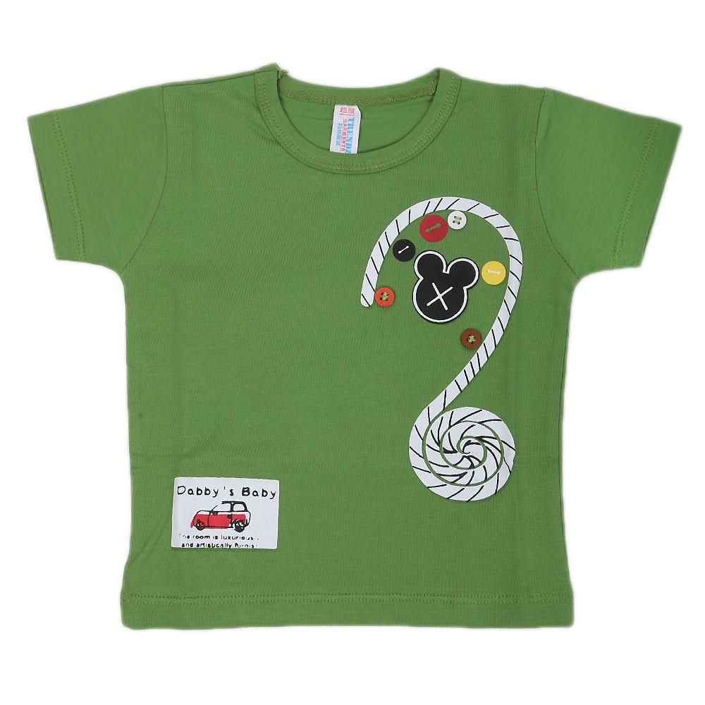 Newborn Boys Round Neck Half Sleeves T-Shirt - Green, Kids, New Born Boys Shirts And T-Shirts, Chase Value, Chase Value