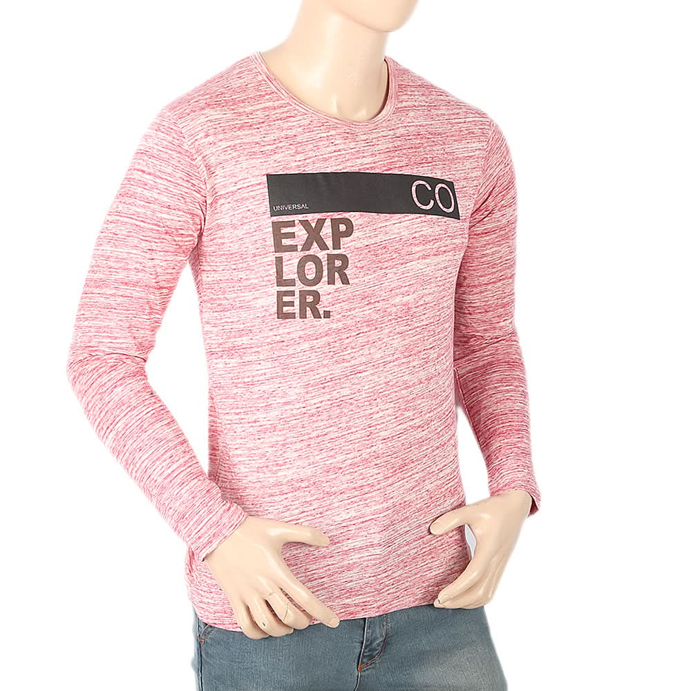 Men's Full Sleeves Twisted T-Shirt - Red, Men, T-Shirts And Polos, Chase Value, Chase Value
