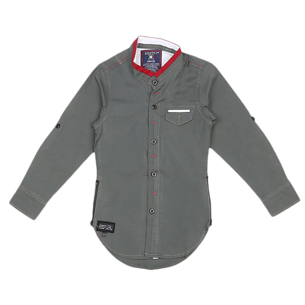 Boys Cotton Casual Shirt Full Sleeves - Grey, Kids, Boys Shirts, Chase Value, Chase Value