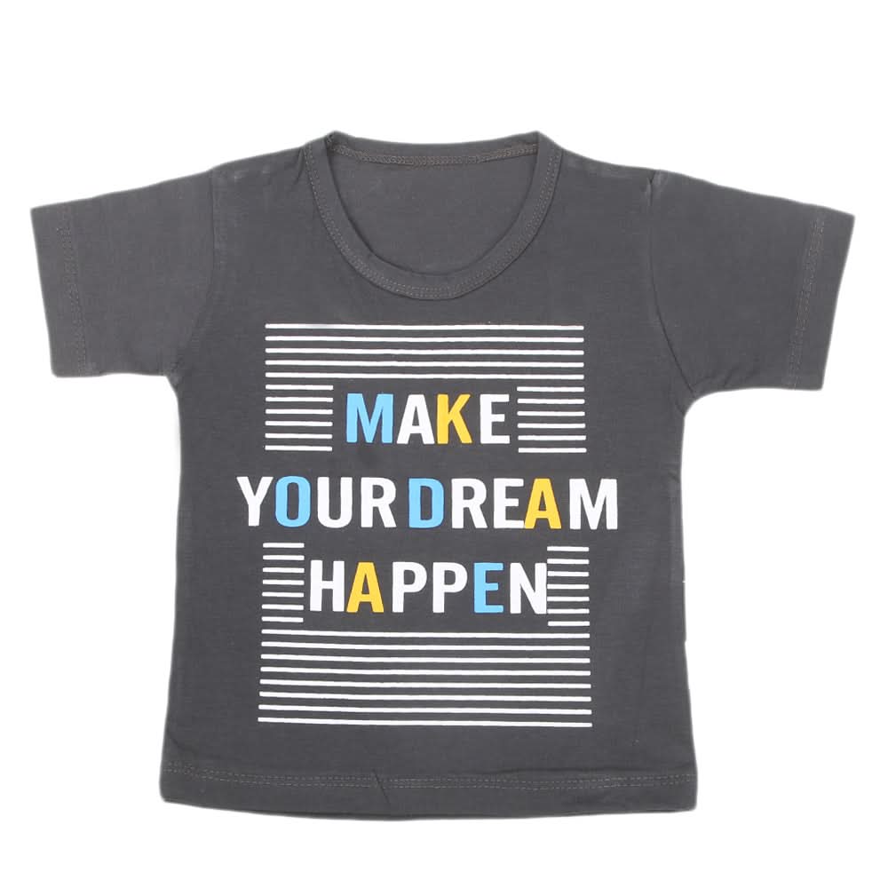 Boys Half Sleeves T-Shirt  - Dark Grey, Kids, Boys T-Shirts, Chase Value, Chase Value