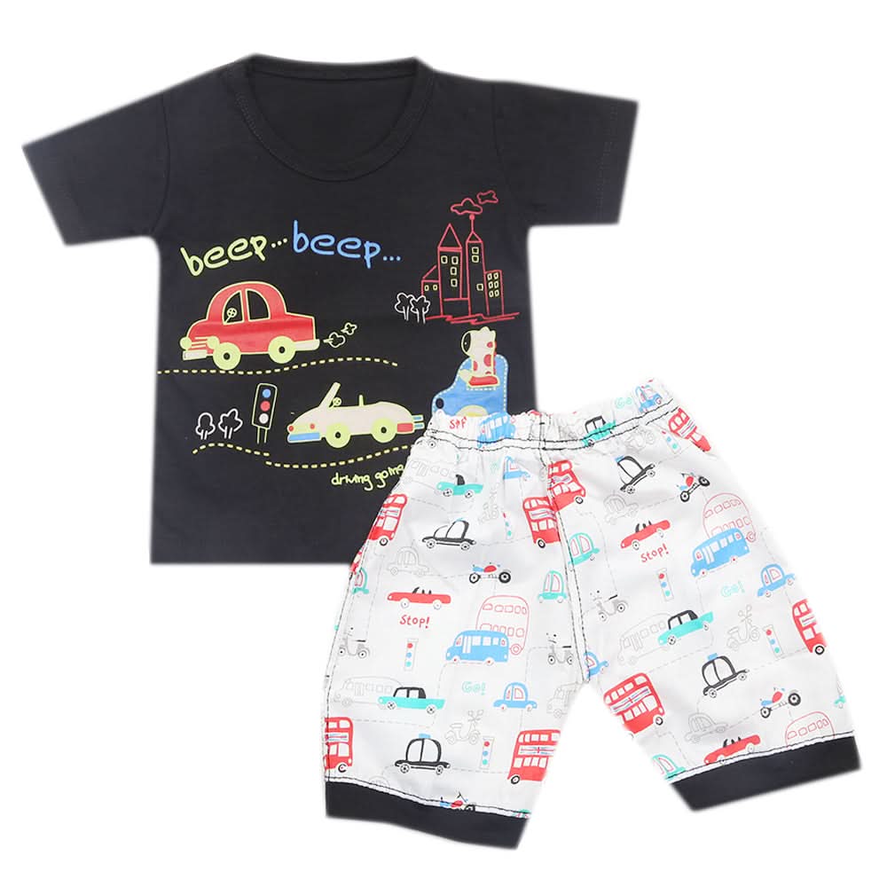 Boys Half Sleeves Short Suit - Black, Kids, Boys Sets And Suits, Chase Value, Chase Value