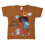 Newborn Boys Round Neck Half Sleeves T-Shirt - Brown, Kids, NB Boys Shirts And T-Shirts, Chase Value, Chase Value