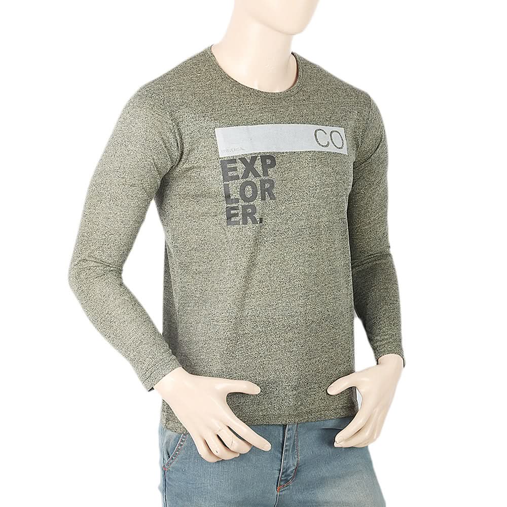 Men's Full Sleeves Twisted T-Shirt - Green, Men, T-Shirts And Polos, Chase Value, Chase Value