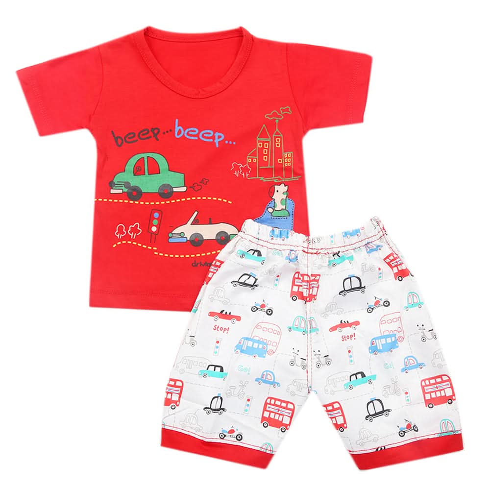 Boys Half Sleeves Short Suit - Red, Kids, Boys Sets And Suits, Chase Value, Chase Value