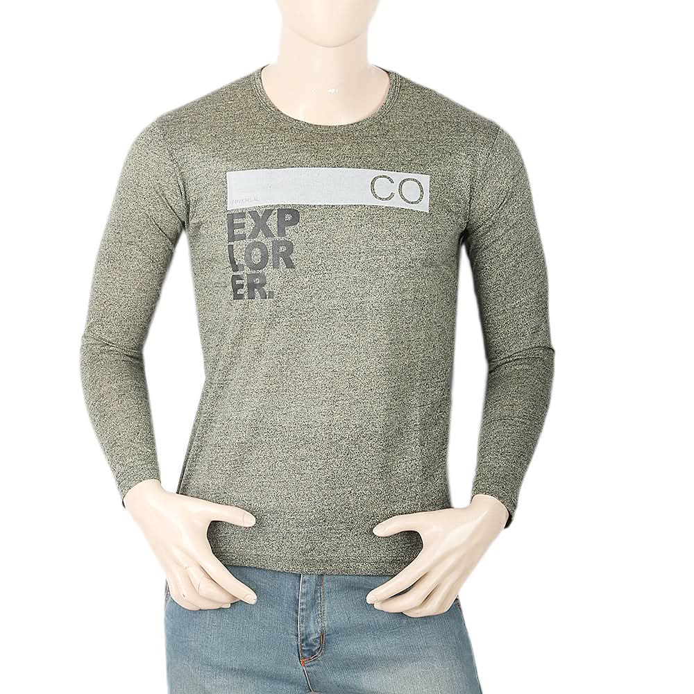 Men's Full Sleeves Twisted T-Shirt - Green, Men, T-Shirts And Polos, Chase Value, Chase Value
