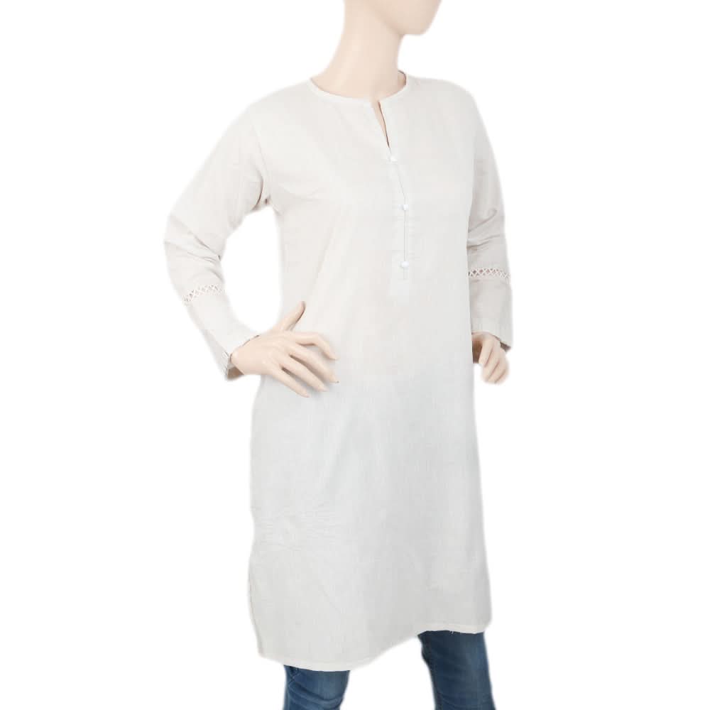Women's Kurti With Sleeve Lace - Fawn, Women, Ready Kurtis, Chase Value, Chase Value