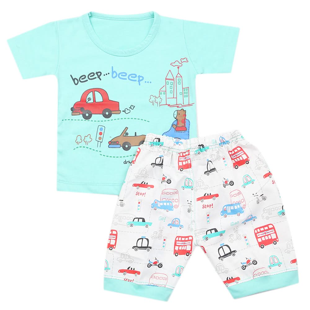 Boys Half Sleeves Short Suit - Cyan, Kids, Boys Sets And Suits, Chase Value, Chase Value