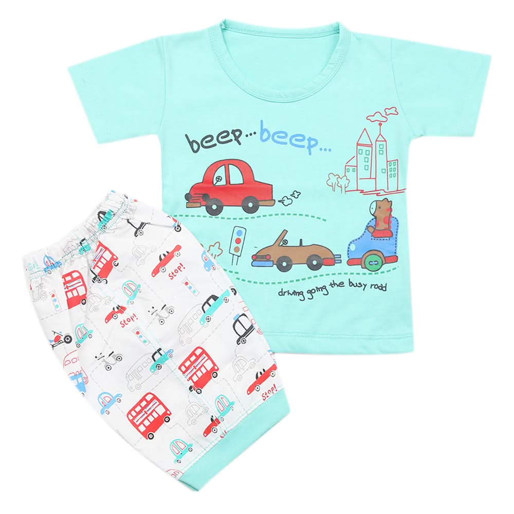 Boys Half Sleeves Short Suit - Cyan, Kids, Boys Sets And Suits, Chase Value, Chase Value
