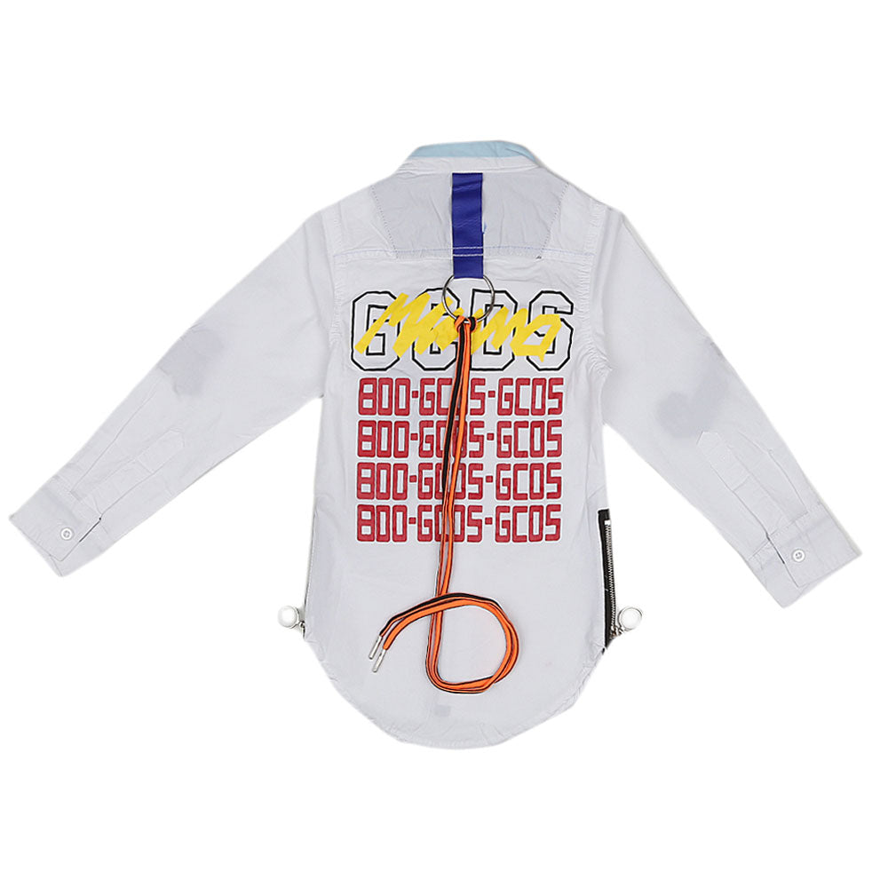 Boys Cotton Casual Shirt Full Sleeves - White, Kids, Boys Shirts, Chase Value, Chase Value