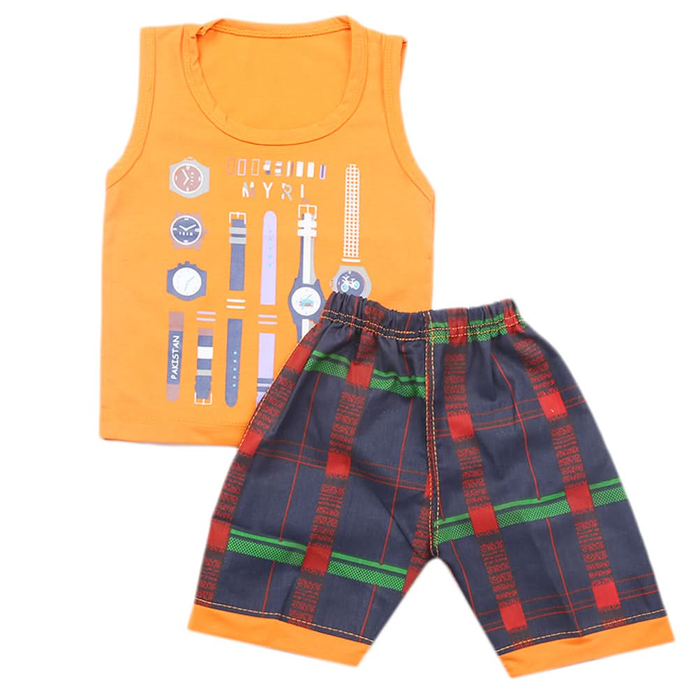 Boys Half Sleeves Sando Suit - Orange, Kids, Boys Sando, Chase Value, Chase Value