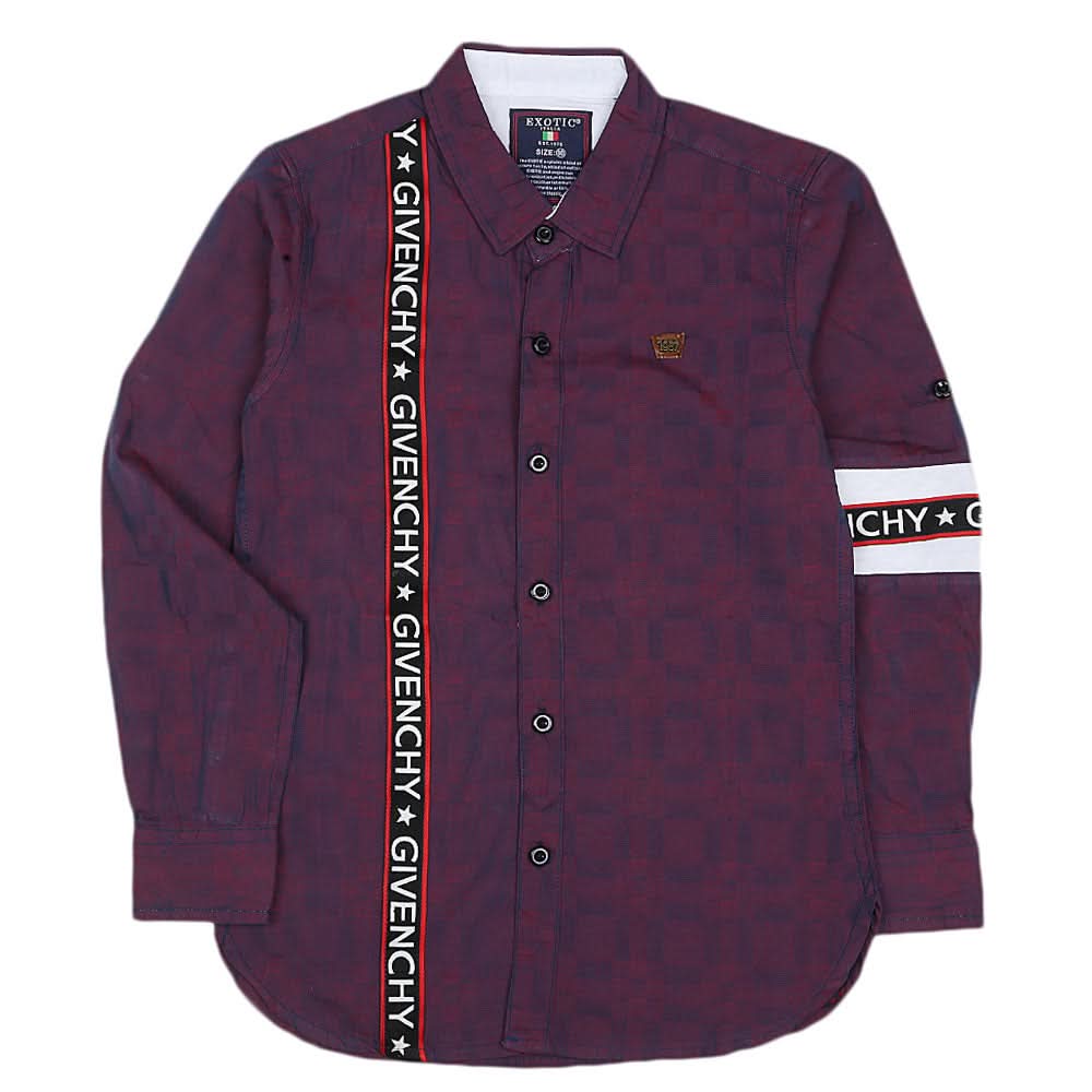 Boys Cotton Casual Shirt Full Sleeves - Purple, Kids, Boys Shirts, Chase Value, Chase Value
