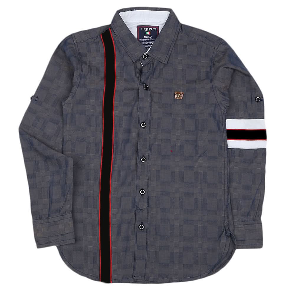 Boys Cotton Casual Shirt Full Sleeves - Grey, Kids, Boys Shirts, Chase Value, Chase Value