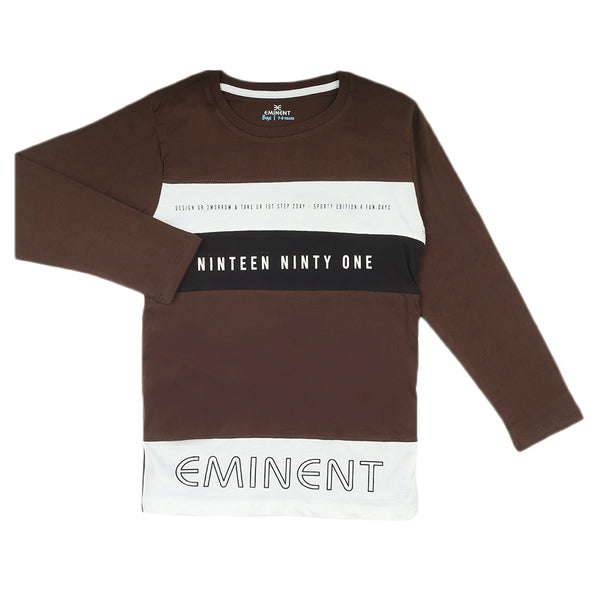 Eminent Boys Full Sleeves T-Shirt - Dark Brown, Boys T-Shirts, Eminent, Chase Value