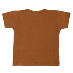 Newborn Boys Round Neck Half Sleeves T-Shirt - Brown, Kids, NB Boys Shirts And T-Shirts, Chase Value, Chase Value
