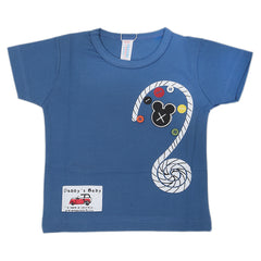 Newborn Boys Round Neck Half Sleeves T-Shirt - Steel Blue, Kids, New Born Boys Shirts And T-Shirts, Chase Value, Chase Value