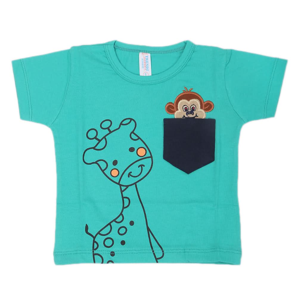 Newborn Boys Round Neck Half Sleeves T-Shirt - Green, Kids, NB Boys Shirts And T-Shirts, Chase Value, Chase Value
