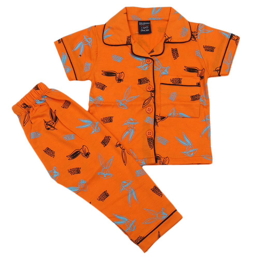 Girls Half Sleeves Night Suit - Orange, Girls Suits, Chase Value, Chase Value
