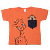 Newborn Boys Round Neck Half Sleeves T-Shirt - Orange, Kids, New Born Boys Shirts And T-Shirts, Chase Value, Chase Value