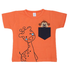 Newborn Boys Round Neck Half Sleeves T-Shirt - Orange, Kids, New Born Boys Shirts And T-Shirts, Chase Value, Chase Value