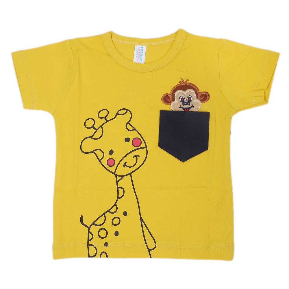 Newborn Boys Round Neck Half Sleeves T-Shirt - Yellow, Kids, NB Boys Shirts And T-Shirts, Chase Value, Chase Value