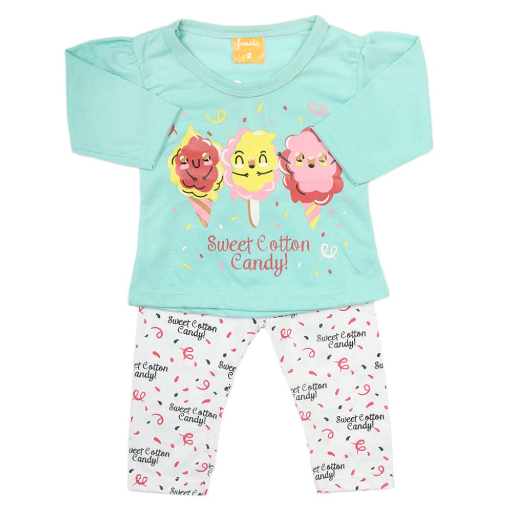 Newborn Girls Full Sleeves Suit - Cyan, Newborn Girls Sets & Suits, Chase Value, Chase Value