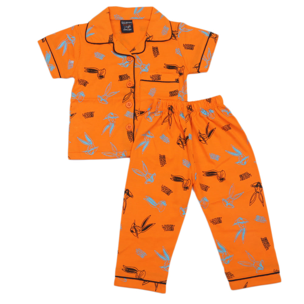 Girls Half Sleeves Night Suit - Orange, Girls Suits, Chase Value, Chase Value