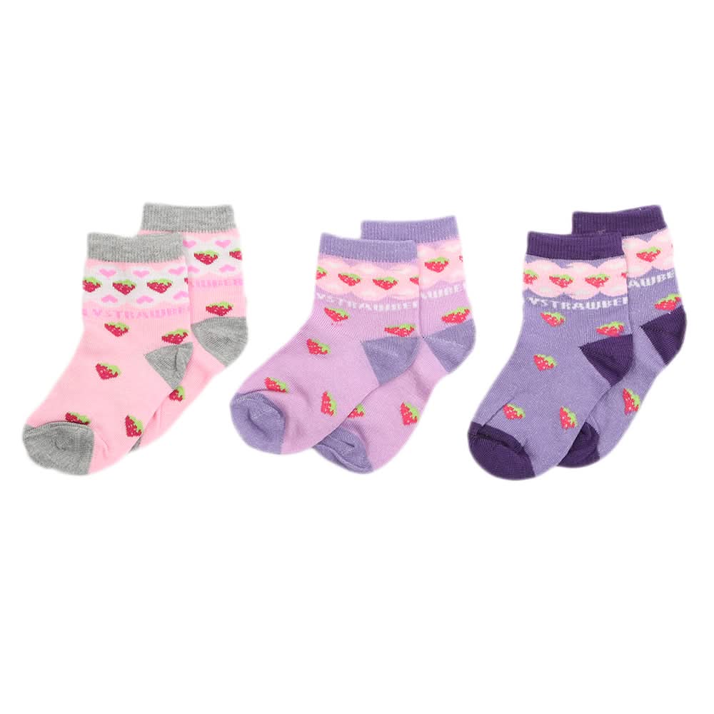 Girls 3 Pieces Socks - Multi, Kids, Girls Socks, Chase Value, Chase Value