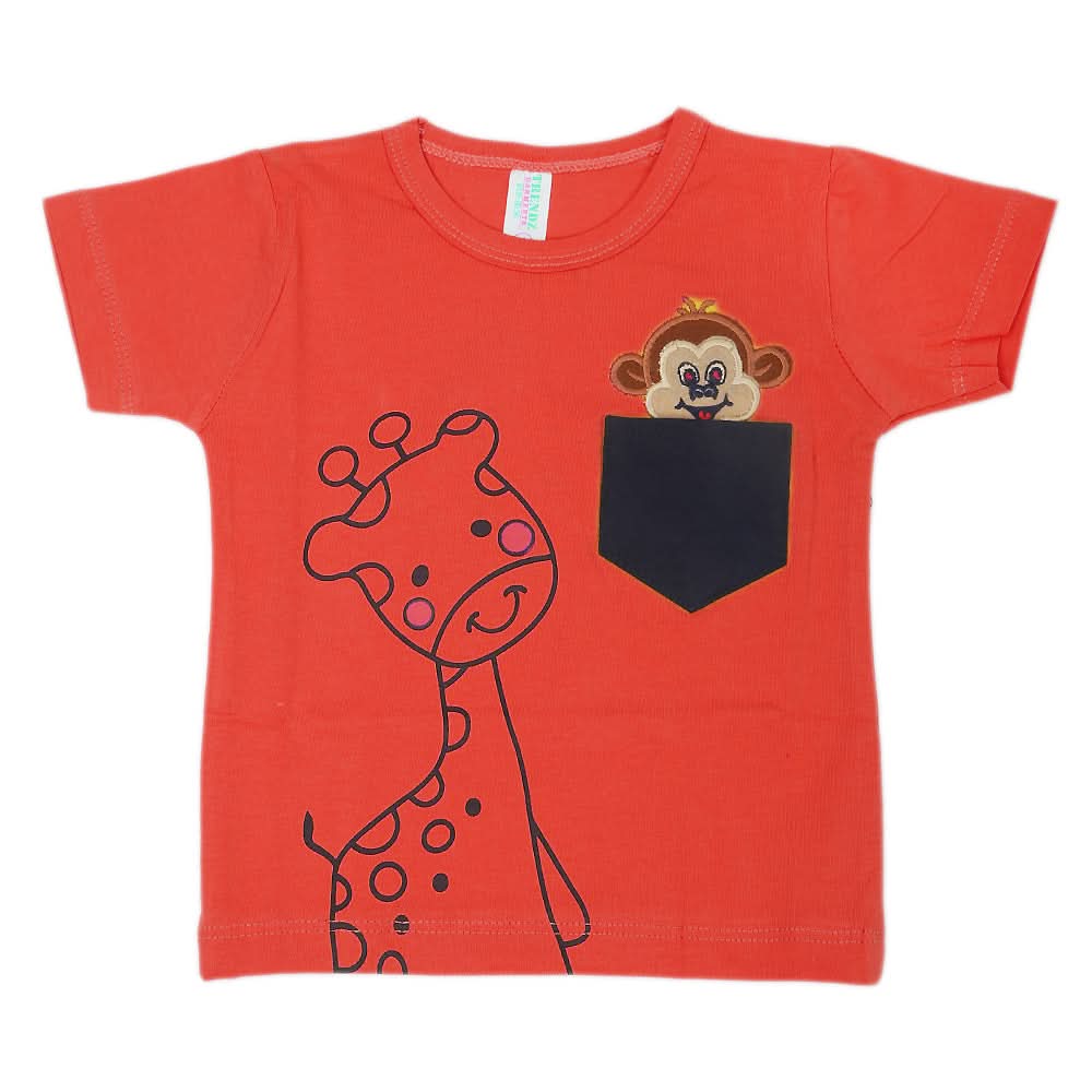 Newborn Boys Round Neck Half Sleeves T-Shirt - Red, Kids, New Born Boys Shirts And T-Shirts, Chase Value, Chase Value