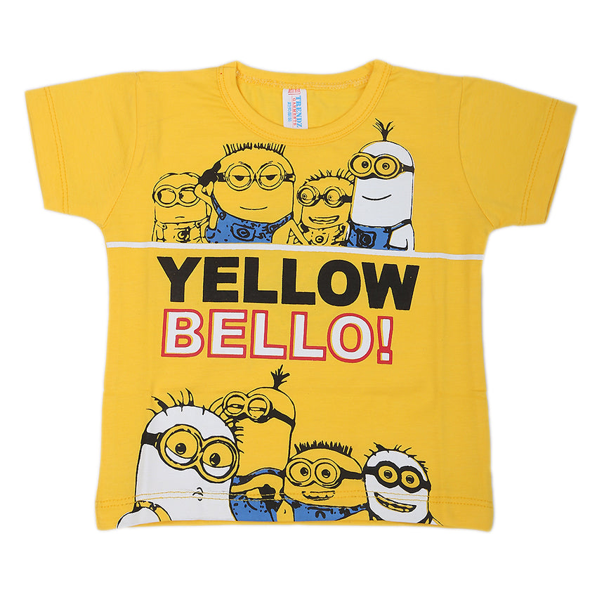 Newborn Boys Round Neck Half Sleeves T-Shirt - Yellow, Kids, New Born Boys Shirts And T-Shirts, Chase Value, Chase Value