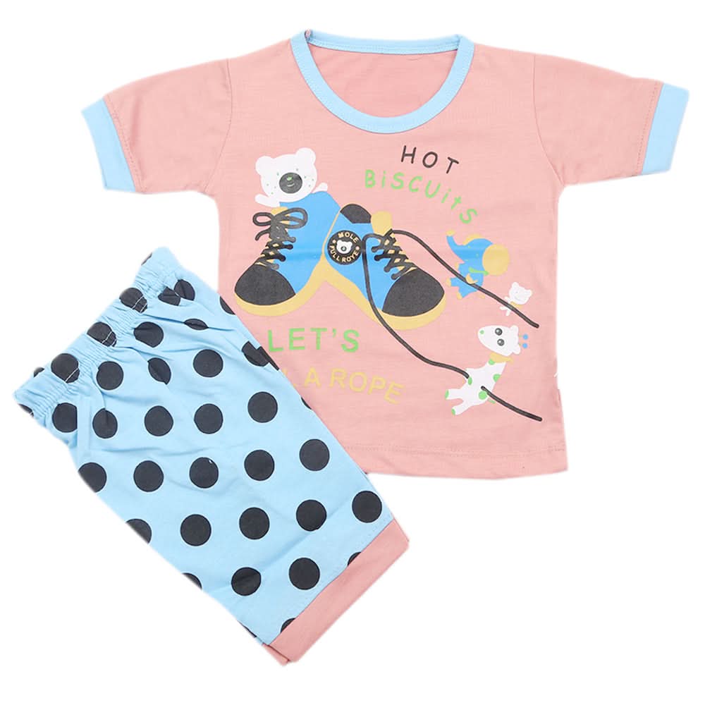 Boys Half Sleeves Short Suit - Tea Pink, Kids, Boys Sets And Suits, Chase Value, Chase Value