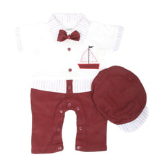 Newborn Boys Turkish Romper - Maroon, Kids, NB Boys Rompers, Chase Value, Chase Value