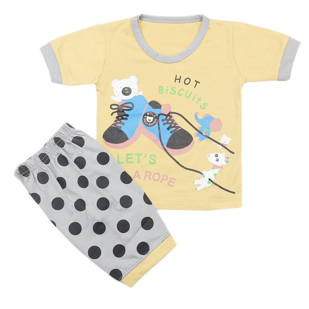 Boys Half Sleeves Short Suit - Mustard, Kids, Boys Sets And Suits, Chase Value, Chase Value