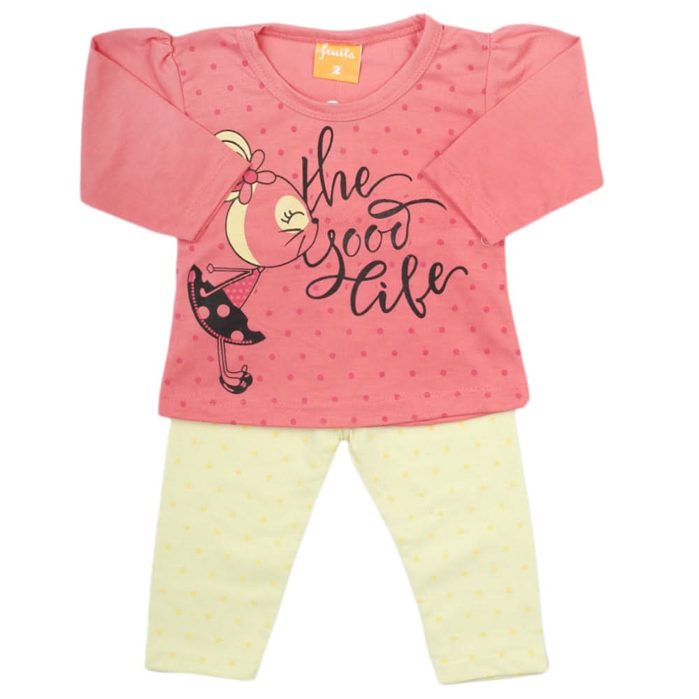 Newborn Girls Full Sleeves Suit - Dark Pink, Newborn Girls Sets & Suits, Chase Value, Chase Value