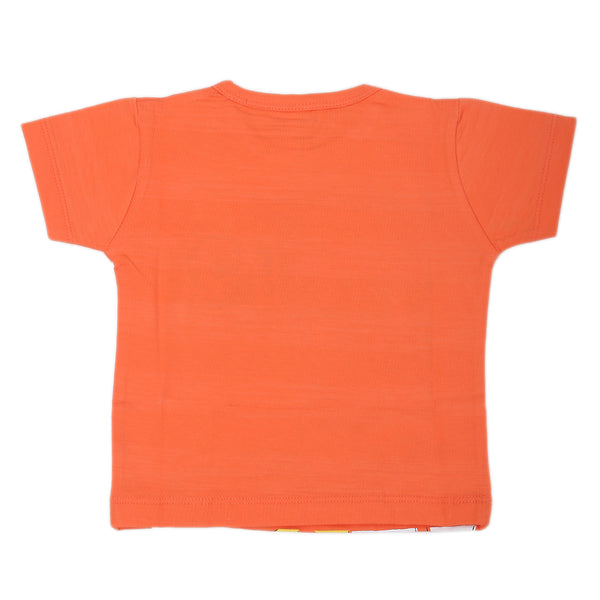 Newborn Boys Round Neck Half Sleeves T-Shirt - Orange, Kids, NB Boys Shirts And T-Shirts, Chase Value, Chase Value