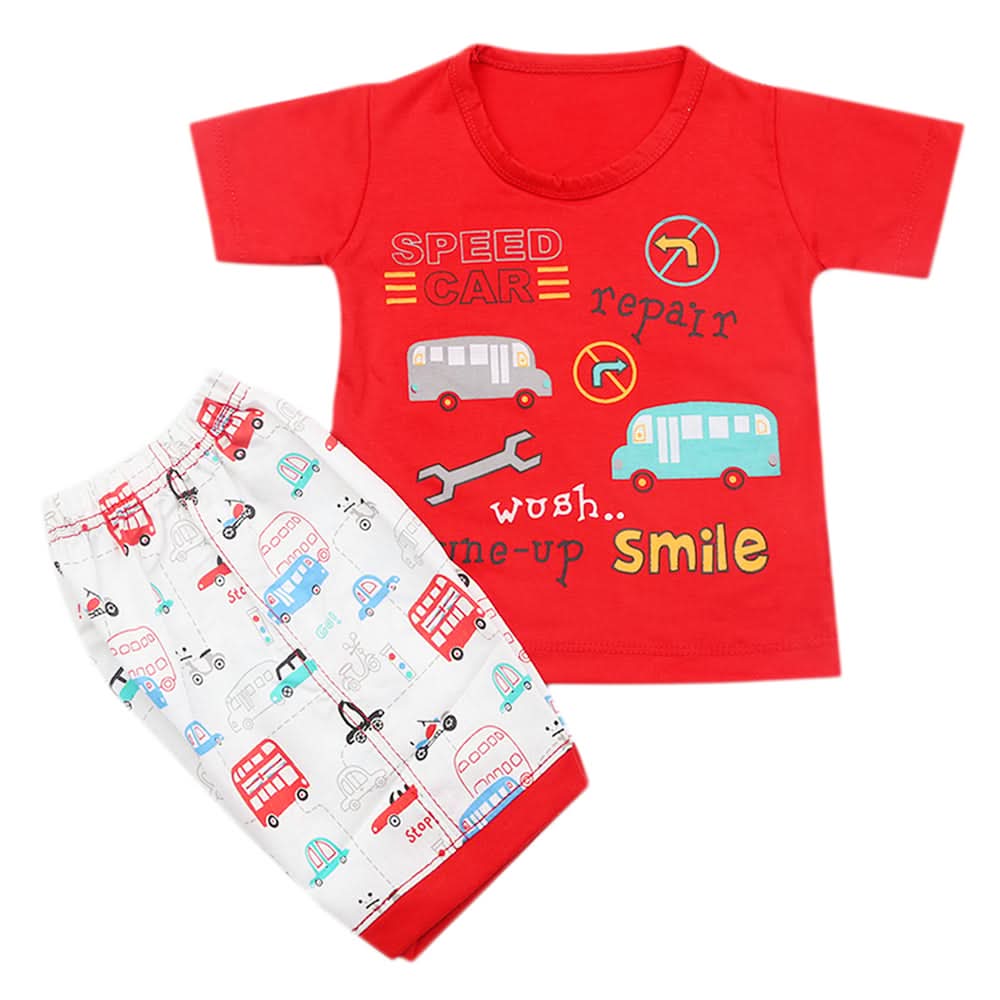 Boys Half Sleeves Short Suit - Red, Kids, Boys Sets And Suits, Chase Value, Chase Value