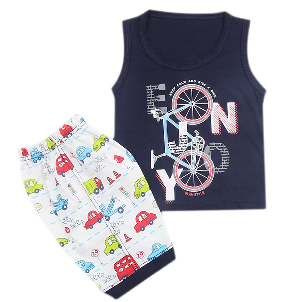 Boys Half Sleeves Sando Suit - Navy Blue, Kids, Boys Sets And Suits, Chase Value, Chase Value