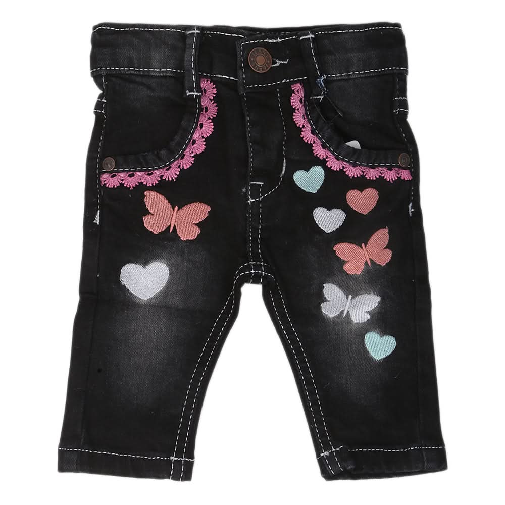 Newborn Girls Denim Pant - Black, Kids, New Born Girls Shorts Skirts And Pants, Chase Value, Chase Value