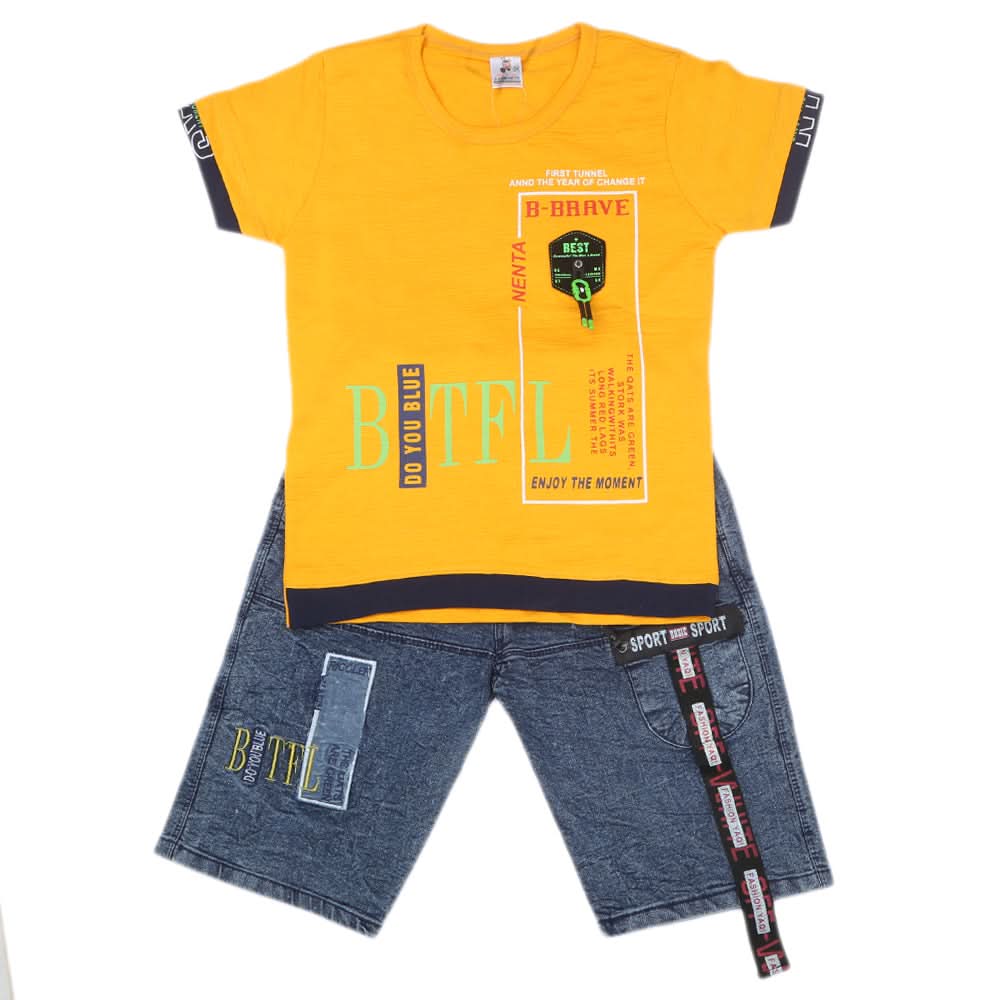 Boys Half Sleeves Short Suit - Yellow, Kids, Boys Sets And Suits, Chase Value, Chase Value