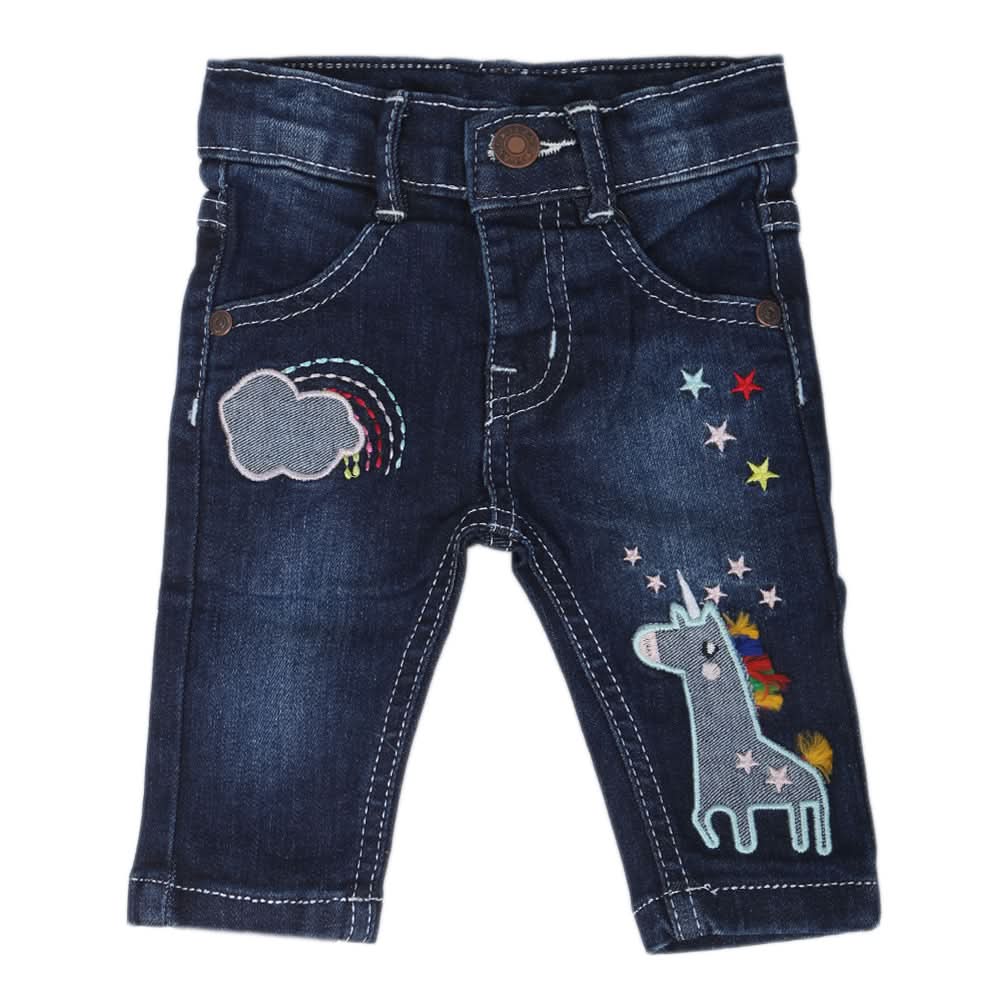 Newborn Girls Denim Pant - Dark Blue, Kids, NB Girls Shorts Skirts And Pants, Chase Value, Chase Value