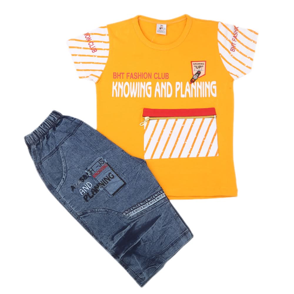 Boys Half Sleeves Short Suit - Yellow, Kids, Boys Sets And Suits, Chase Value, Chase Value